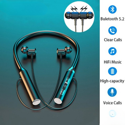 Bluetooth 5.2 Wireless Neckband Earphones | Magnetic Earbuds | Long Battery Life | HiFi Sound