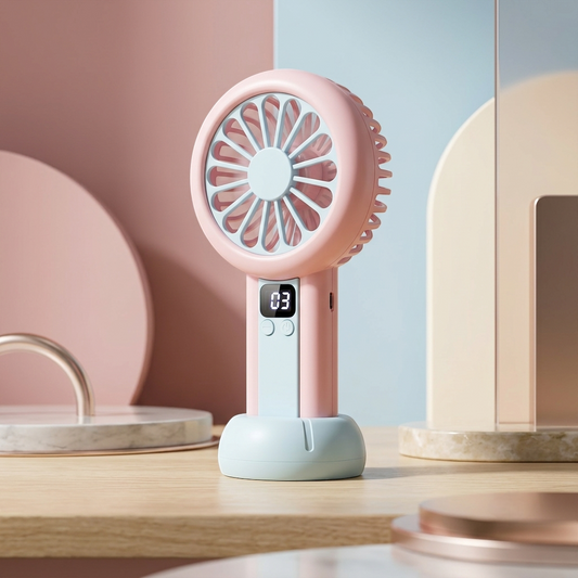 Portable USB Rechargeable Mini Fan | LED Digital Display | 100 Adjustable Speed Handheld Cooling Fan | Travel & Office Personal Fan