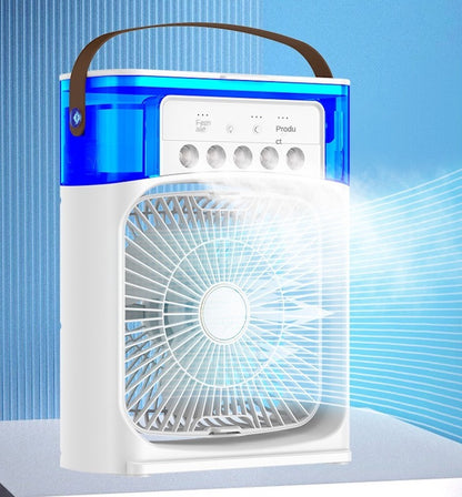 Portable USB Mist Fan | Mini Air Cooler with Fine Water Mist, LED Night Light & Humidifier | Rechargeable Desktop Cooling Fan for Home & Office
