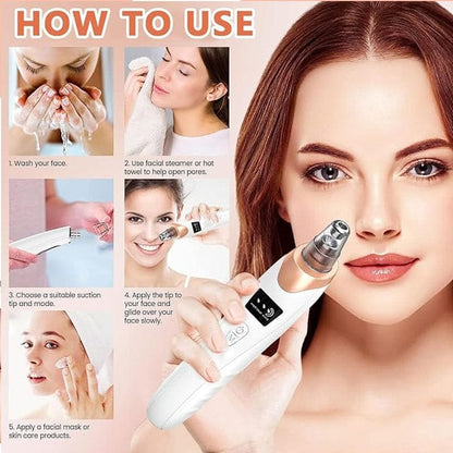 5 Head Electric Blackhead Remover | Vacuum Pore Cleaner | USB Rechargeable Facial Skin Care Device | Deep Cleansing & Exfoliating Tool