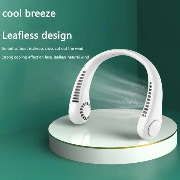 Portable USB Rechargeable Hanging Neck Fan | Bladeless 3-Speed Personal Cooling Fan