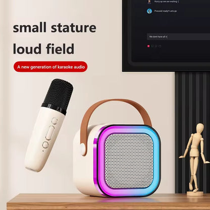 K12 Wireless Karaoke Speaker with Mic | Portable Bluetooth Speaker | RGB LED Light | Deep Bass Rechargeable Music Speaker for Kids & Family