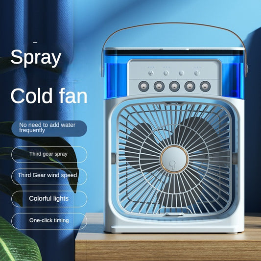 Portable USB Mist Fan | Mini Air Cooler with Fine Water Mist, LED Night Light & Humidifier | Rechargeable Desktop Cooling Fan for Home & Office