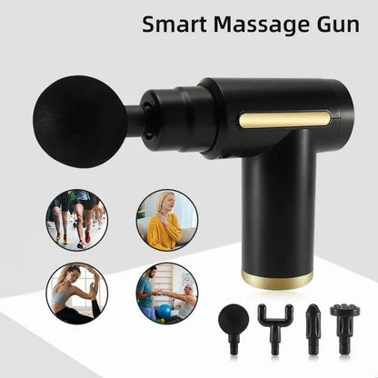 4-in-1 Massage Gun Deep Tissue Percussion Massager | Handheld Electric Muscle Massager with 4 Massage Heads | USB Rechargeable Full Body Massage Device
