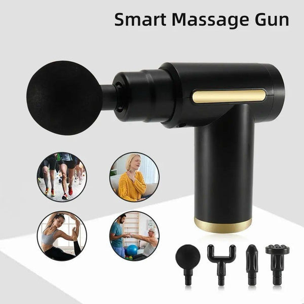 4-in-1 Massage Gun Deep Tissue Percussion Massager | Handheld Electric Muscle Massager with 4 Massage Heads | USB Rechargeable Full Body Massage Device