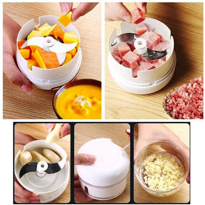 Portable Manual Food Chopper | Hand Pull Vegetable Cutter & Meat Mincer | Multi-Purpose Kitchen Blender for Onion, Garlic, Fruits & Nuts
