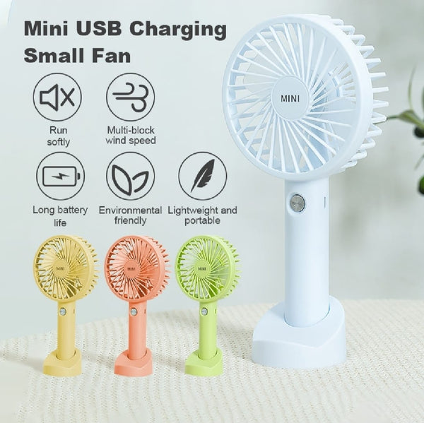 Portable Handheld USB Rechargeable Fan | 3-Speed Mini Cooling Fan | Strong Airflow | Quiet Personal Fan for Home, Office & Travel