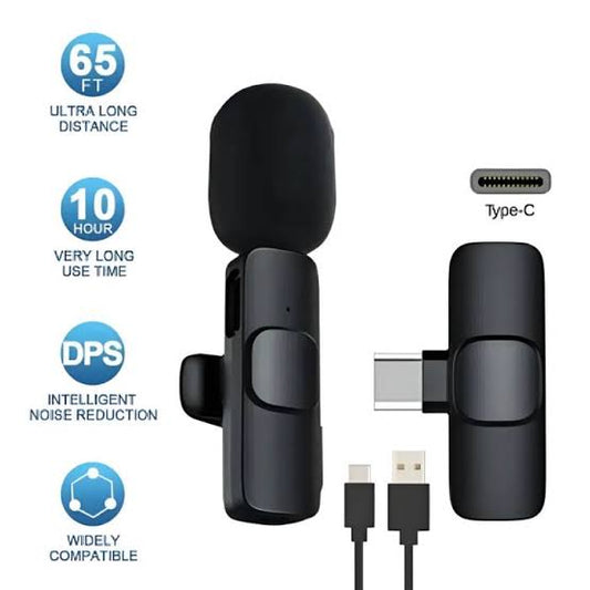 K9 Single Wireless Microphone Type-C | Professional Lavalier Clip Mic | Plug & Play | YouTube, TikTok, Podcast & Interview Recording