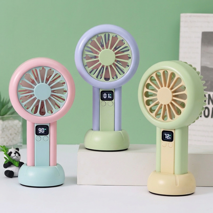 Portable USB Rechargeable Mini Fan | LED Digital Display | 100 Adjustable Speed Handheld Cooling Fan | Travel & Office Personal Fan