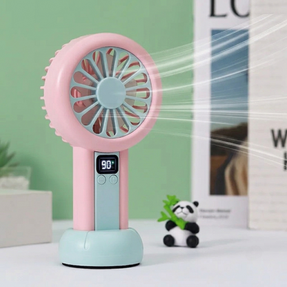Portable USB Rechargeable Mini Fan | LED Digital Display | 100 Adjustable Speed Handheld Cooling Fan | Travel & Office Personal Fan