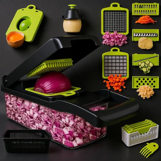16-in-1 Multi-Functional Vegetable Chopper, Dicer & Slicer with Storage Container