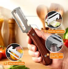 3-in-1 Vegetable Peeler Knife | Multi-Function Slicer & Shredder | Stainless Steel Vegetable Cutter, Julienne Peeler & Kitchen Cutting Tool