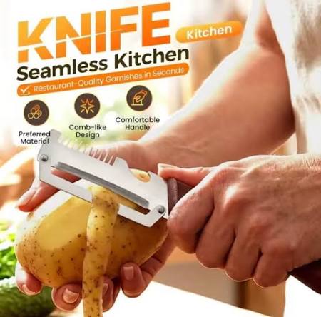 3-in-1 Vegetable Peeler Knife | Multi-Function Slicer & Shredder | Stainless Steel Vegetable Cutter, Julienne Peeler & Kitchen Cutting Tool