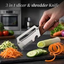 3-in-1 Vegetable Peeler Knife | Multi-Function Slicer & Shredder | Stainless Steel Vegetable Cutter, Julienne Peeler & Kitchen Cutting Tool